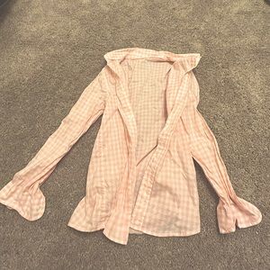 cat and jack plaid light coral blouse